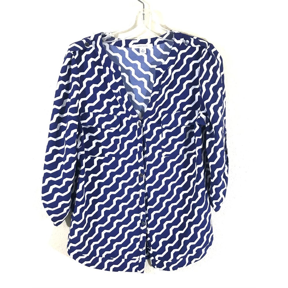 41 Hawthorn Top Blue/White Chevron Size S